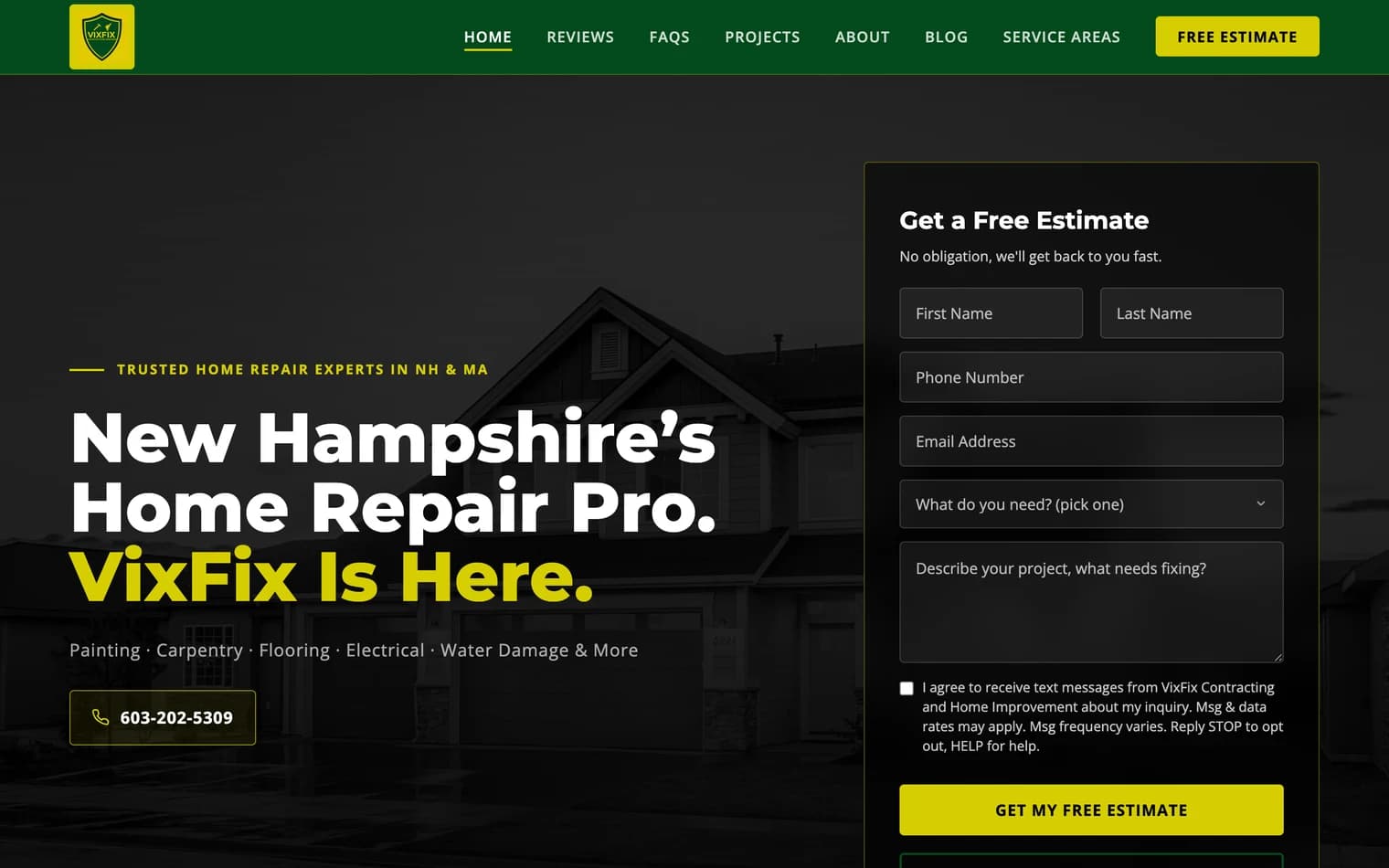 Screenshot of the VixFix Pro website